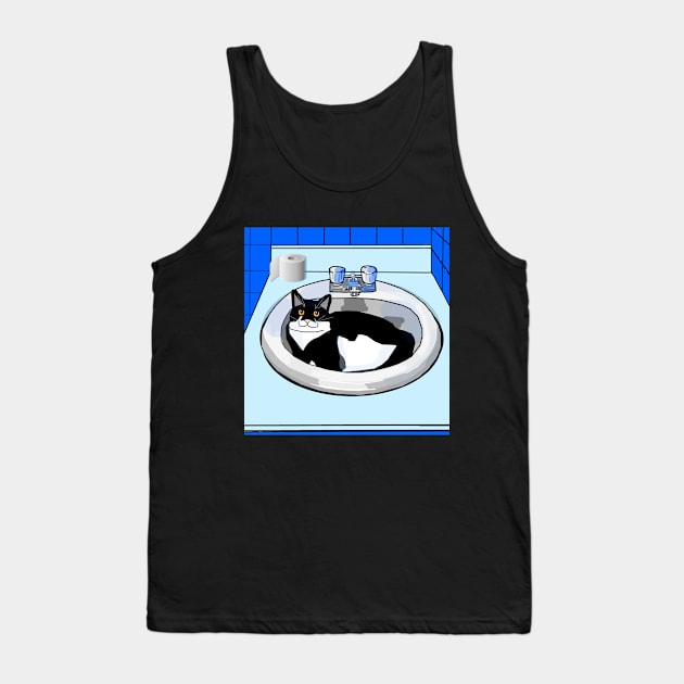 Cute Tuxedo Cat in the bathroom basin  Copyright TeAnne Tank Top by TeAnne